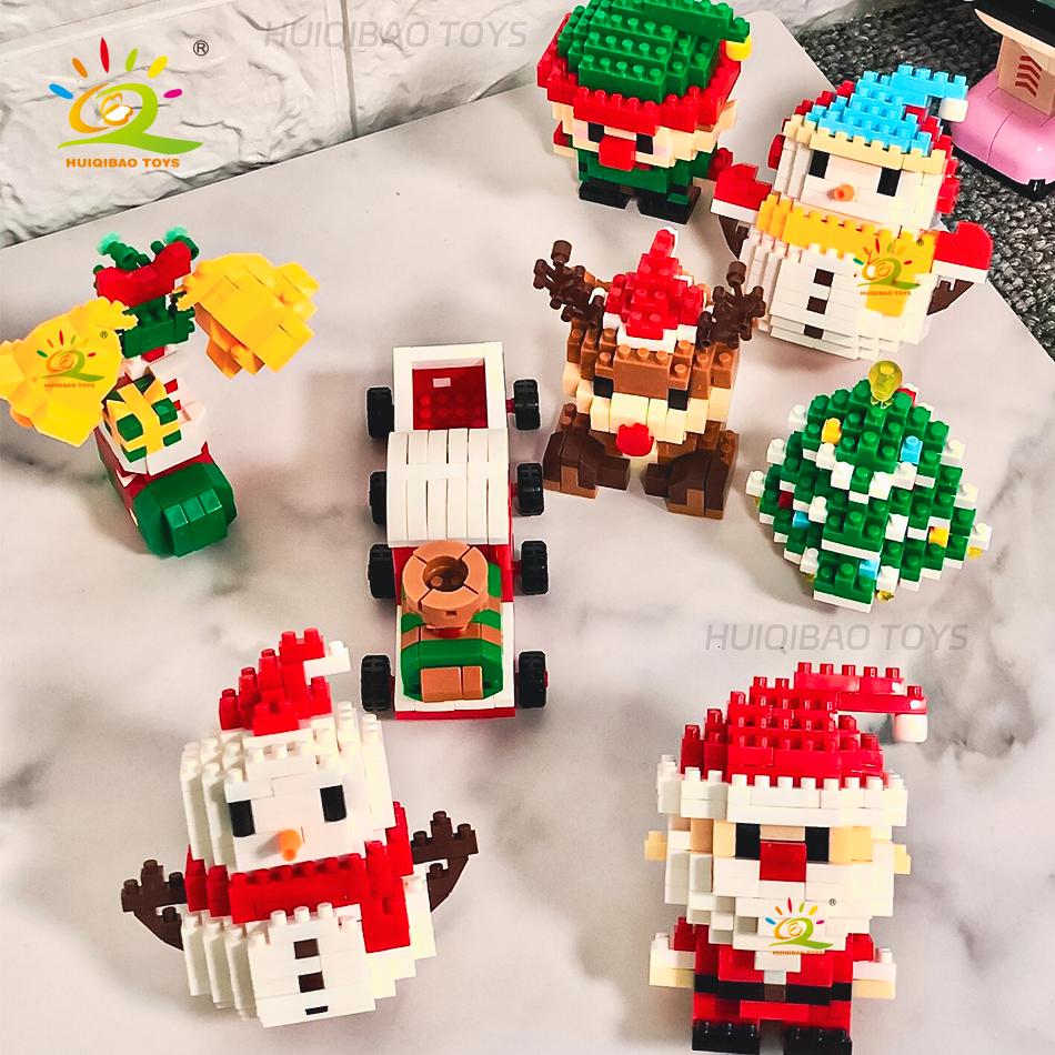 Children Mini Christmas Tree Santa Claus Model Micro Bricks Building Block DIY Snowman Elk Bricks Toys for Adult Gift