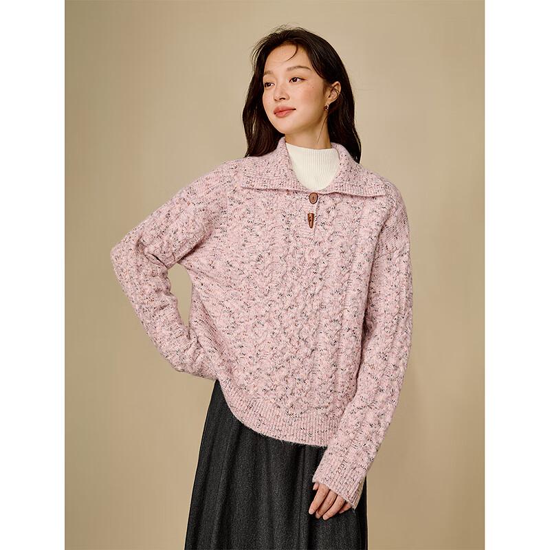 Inman Women's Cable Knit Half-Button Pullover Sweater