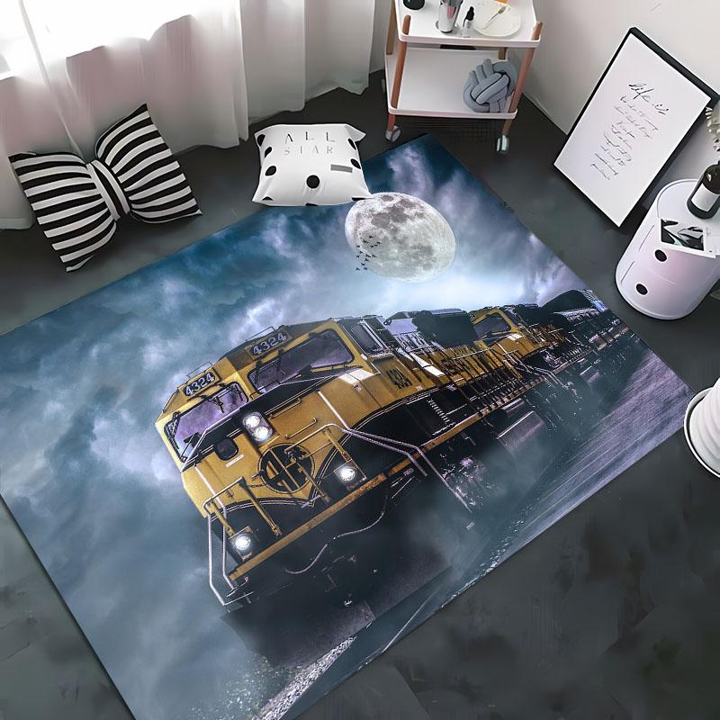 

Classical Train Locomotive 3D HD Printing Carpet for Living Room Kids Bedroom Sofa Doormat Floor Tapete Anti-slip Decor Alfombra 40x60cm (16x24in)