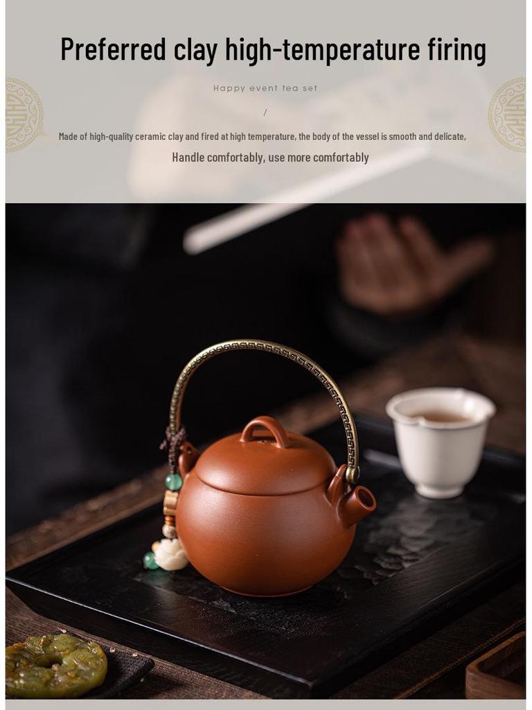 Original Purple Clay Anti-Scald Kung Fu Teapot with Handle - Chinese Style Ceramic Teapot in Gift Box