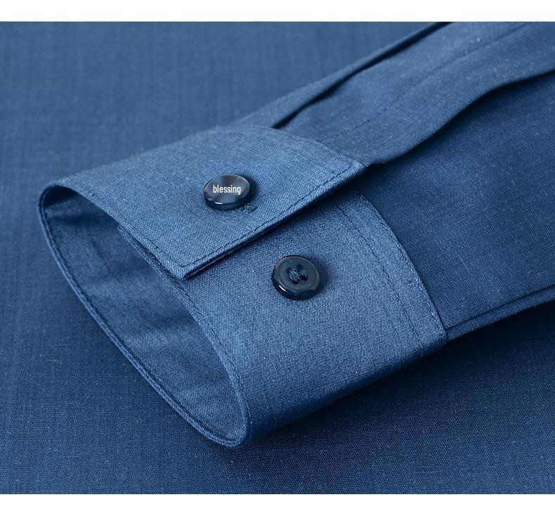 Men's Long-Sleeve Business Shirt: Solid Color, Mulberry Silk, Turn-Down Collar, 2025 Autumn Collection