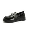 Spot~ 2025 new round head metal buckle thick sole one pedal lazy loafers women's British small leather shoes women's