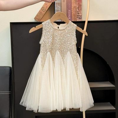 Vestito Principessa Estivo da Bambina con Paillettes Abito Formale per Bambini