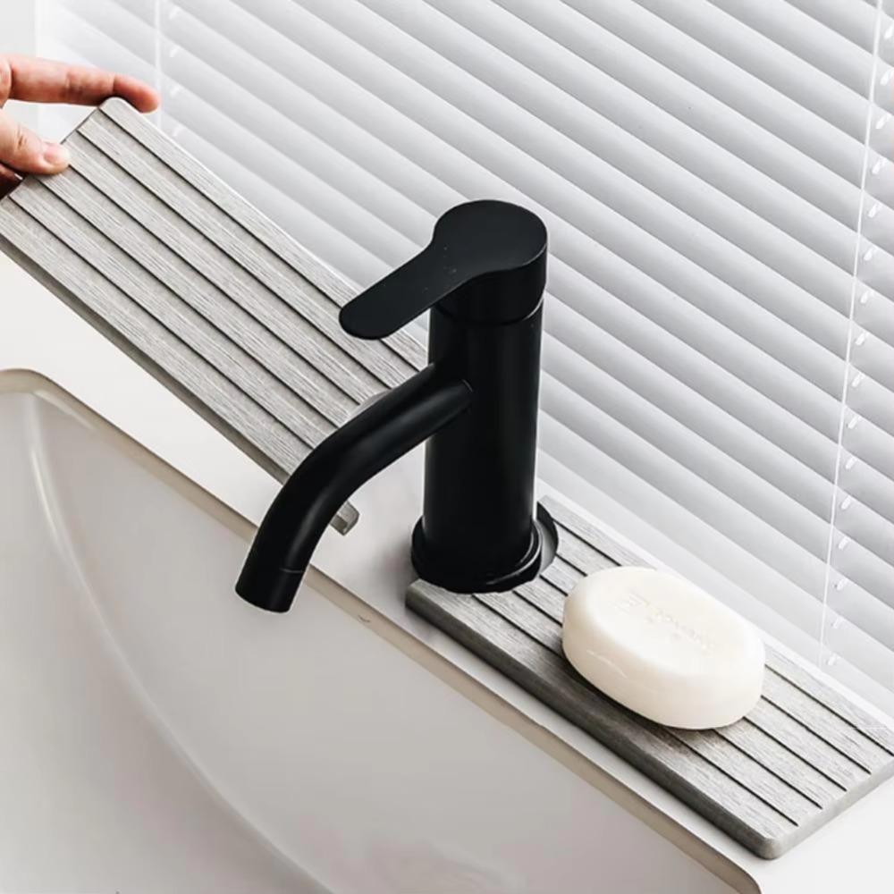 Anti-slip Washbasin Quick Dry Hard Mat Stripes Pattern Groove Quick-drying Sink Pad  Countertop
