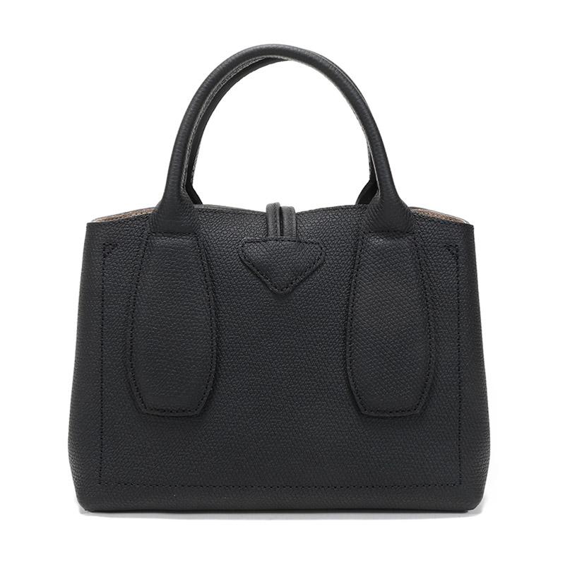 Longchamp Le Roseau 22 Solid Color Bamboo Buckle Pebble Grain Leather Big Bag Shoulder Tote Small Women bags Black 10095HPN001
