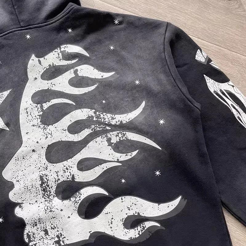 Flare Siyah Alev Broke Kapüşonlu