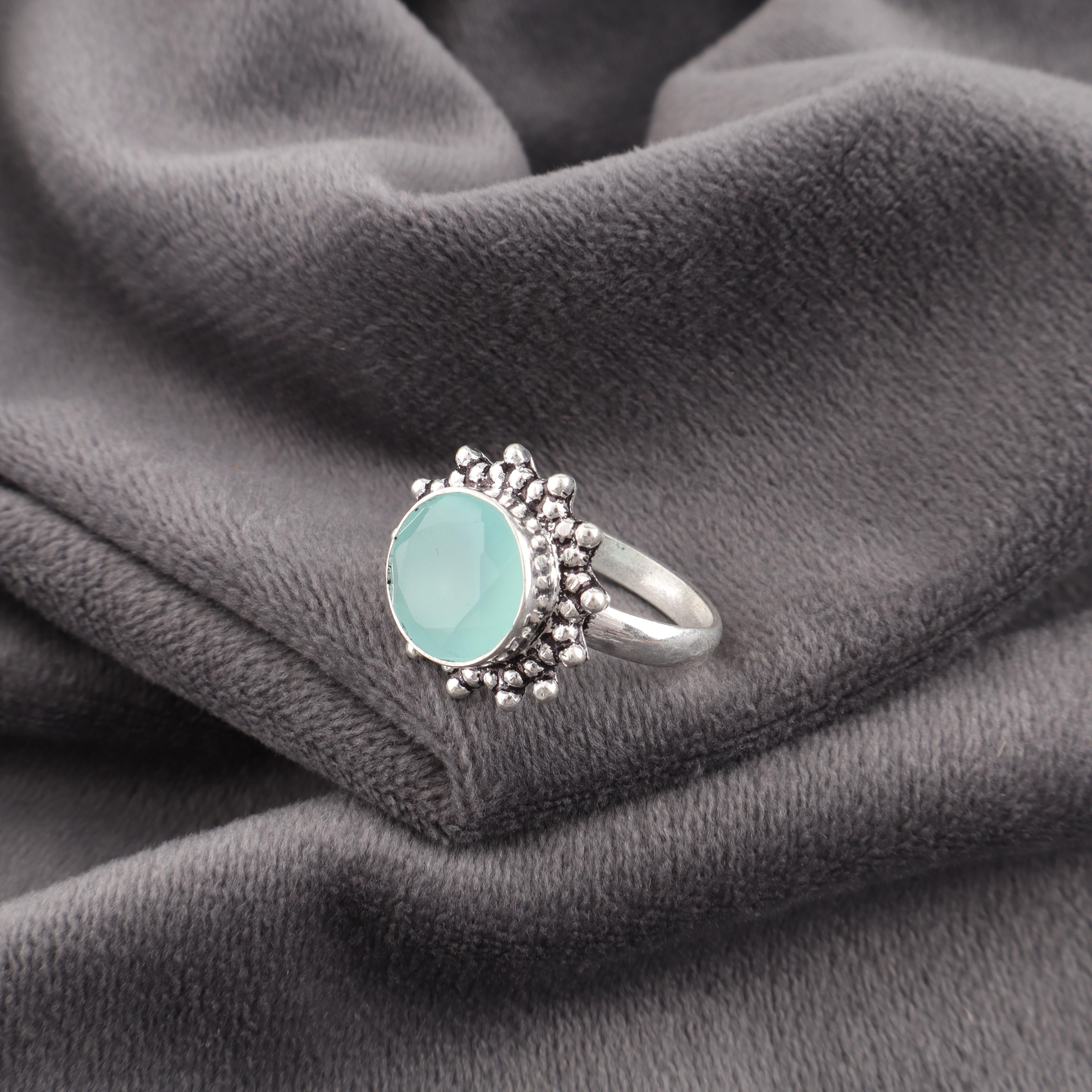 

Кольцо с аквахалцедоном, Ювелирное изделие из стерлингового серебра 925 пробы, Кольцо с драгоценным камнем, Изысканное ювелирное изделие ручной работы, Подарок для нее 9 синий