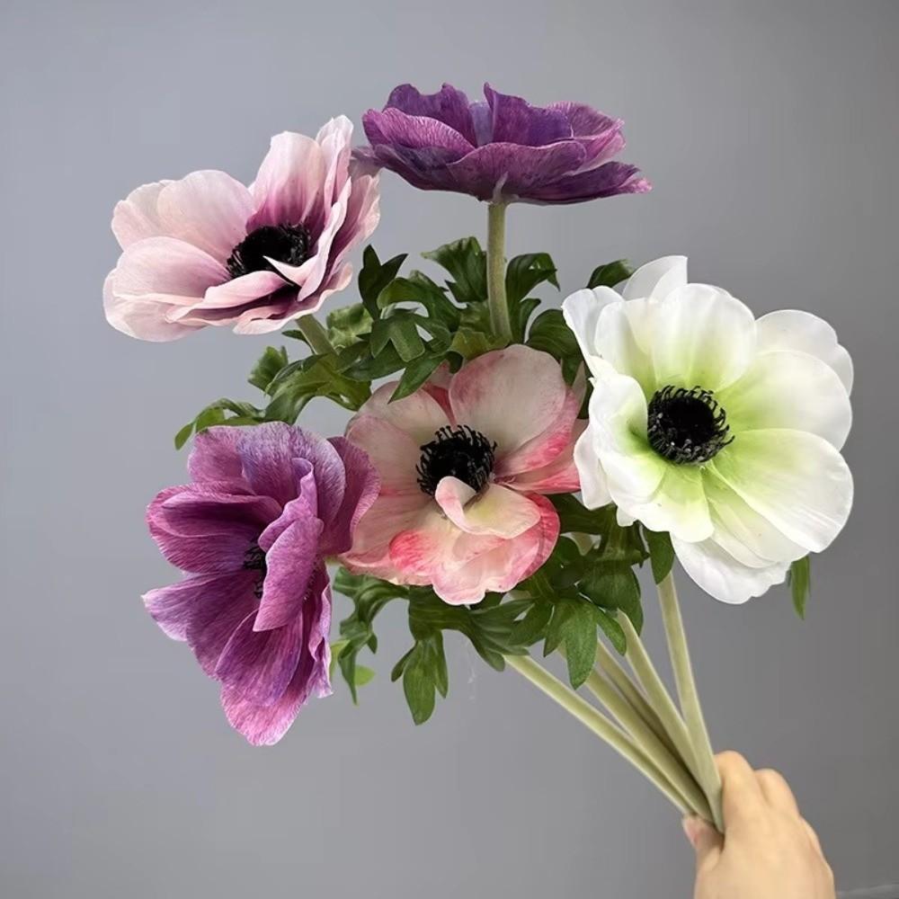 Silberner Lotusblütenzweig Künstliche Anemone Heimdekoration Simulationsblume Innenraumdekoration