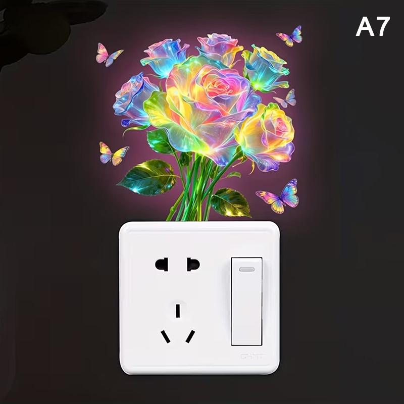 

Квіти, що світяться у темряві, Наліпка на вимикач Тюльпан Лілія Соняшник Настінна наліпка Самоклеюча ПВХ Декор для вимикача/розетки Легко знімається