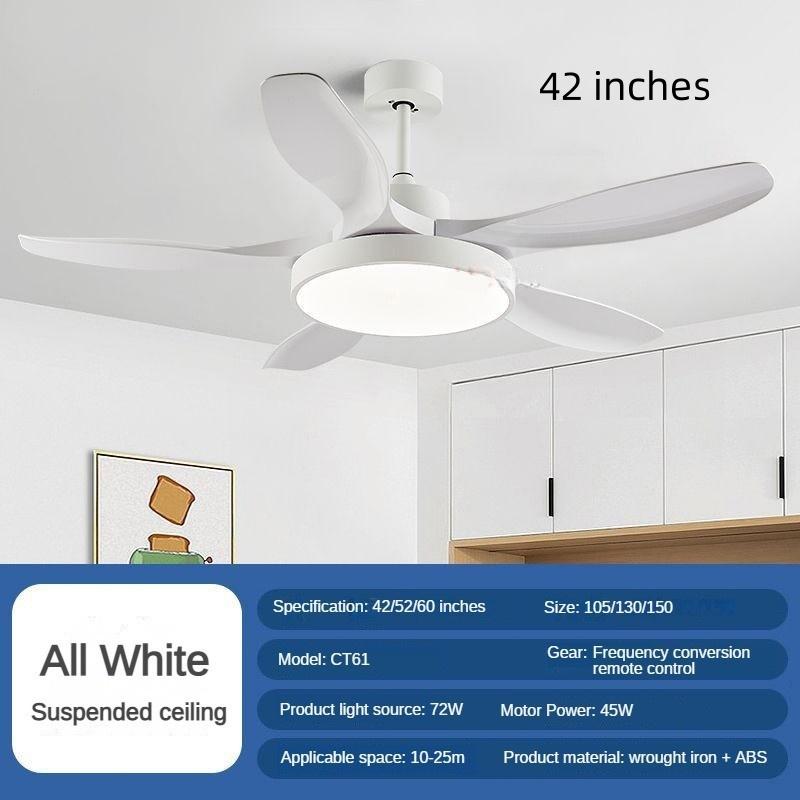 42/52/60-inch Full Spectrum Restaurant Fan Light Variable Frequency Household LED Electric Ceiling Fan Light Nordic Big Five Leaf Ceiling Fan Lamp