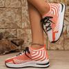Fashion Orange White Striped Knitted Sneakers Women Plus Size Breathable Mesh Running Shoes Woman Non Slip Tennis Walking Shoes
