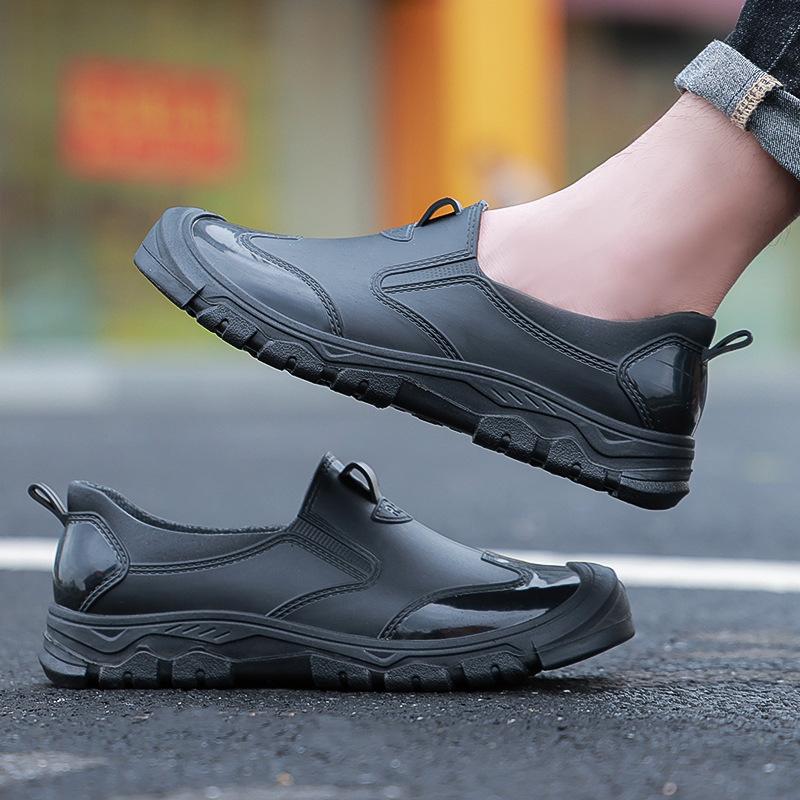 Fashion Waterproof Cross-Border Men's Rain Shoes Fashionable Short Socks Thickened Warm Rubber Work Anti-Slip Fishing Kitchen Rain Boots
