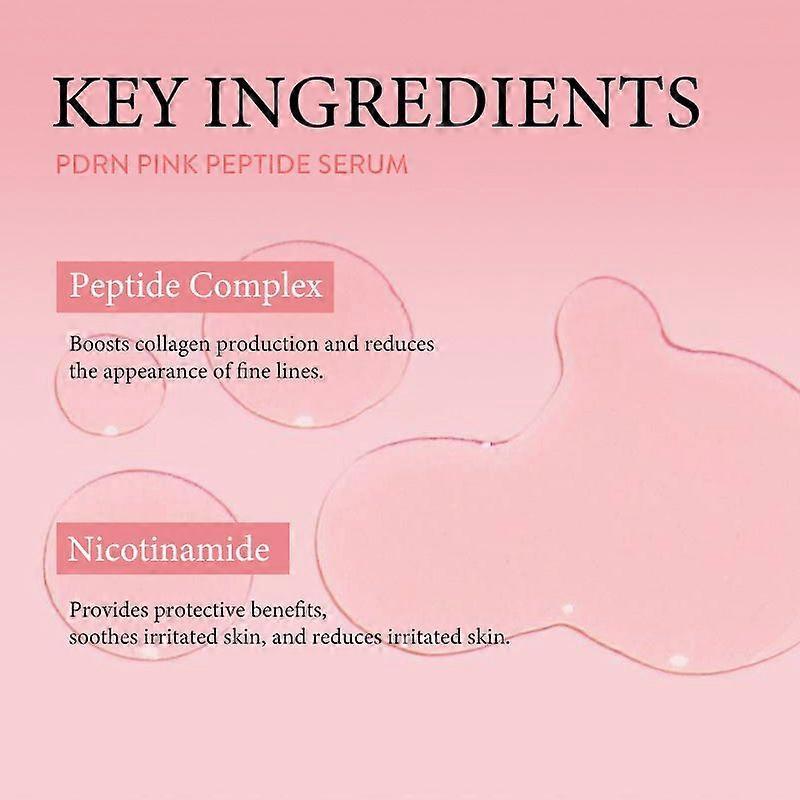 Siero Rosa Peptidico PDRN, Siero Rosa Luminoso, Peptide, Niacinamide, Idratante & Nutriente & Rassodante, Tono della Pelle Non Uniforme, 30ML