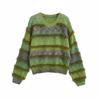 Autumn 2025 Women's Gradient Color Loose Round Neck Long Sleeve Sweater Set - European & American Style Fashion.