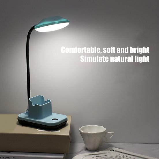Table Lamp LED No Blue Light Flicker Free Flexible 360 Degree Adjustable Neck USB Charging Desk Light with Mobile Phone Holder