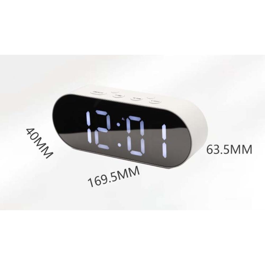 Digital Alarm Clock with LED Display Mirror Electronic Desk Clock USB Power and Battery Operated for Home and Travel