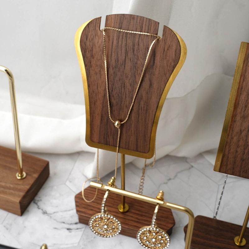 Jewelry Display T-Shape Bar Earrings Show Stand Shelf Wood Rings Holder Rack Jewelry Organizer for Home Decoration