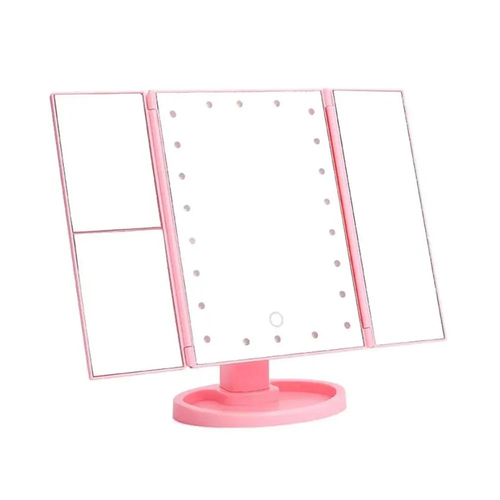 LED Vanity Makeup Mirror with Touch Control, Adjustable Lighting 1X, 2X, 3X Magnification, Trifold Design Ideal Gift for Women