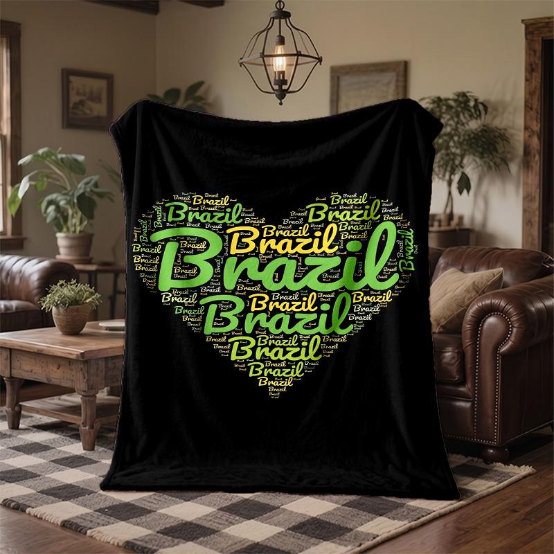 Brazil National Football Team Print Flannel Blanket Soft Warm Sofa Bed Throw Blanket For Home Office Bedroom