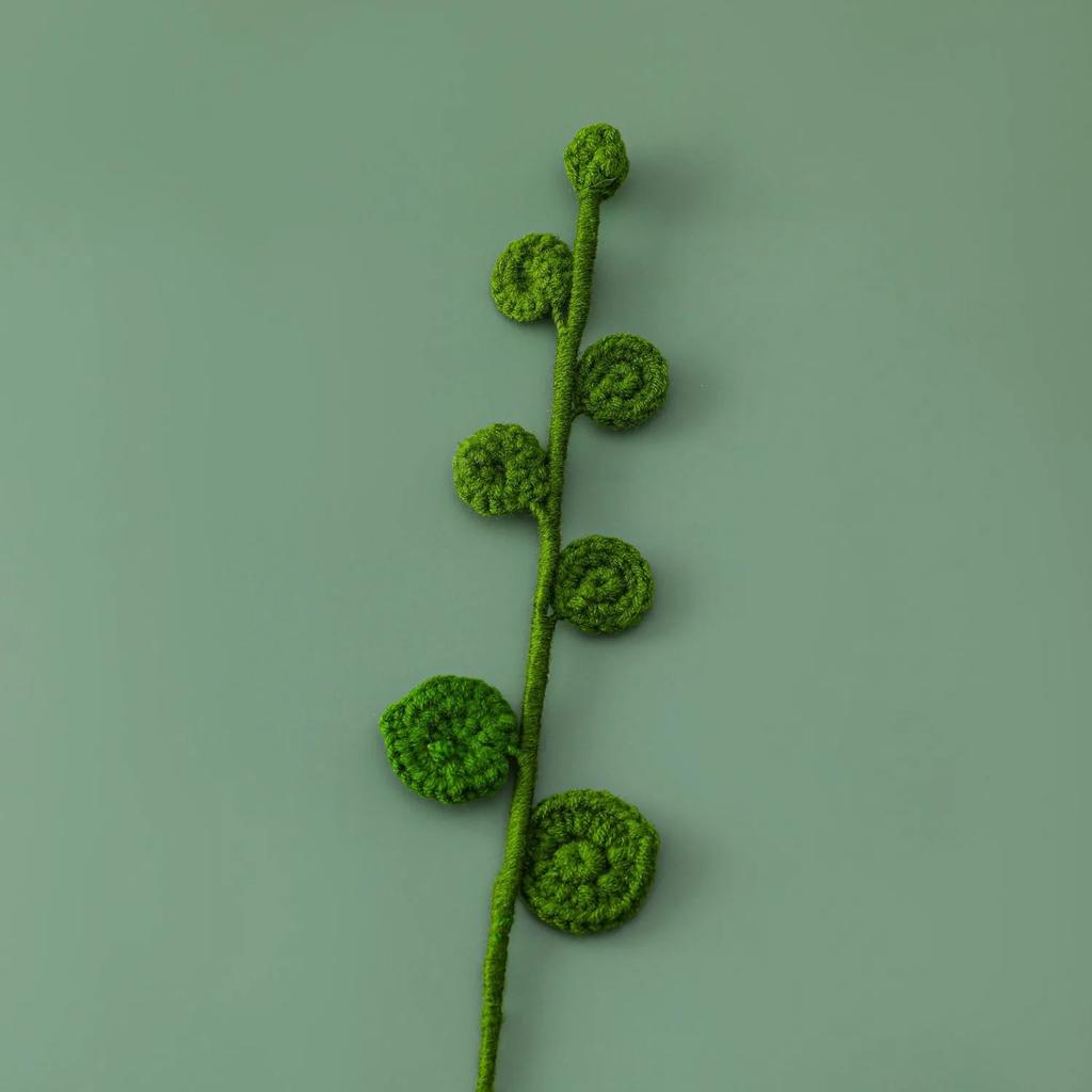 1pc Crochet Leaves Knitted Eucalyptus Leaves Handmade Knitting Plant Artificial Plant for Flower Vase Home Decor