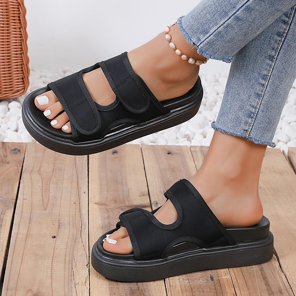 Internet celebrity cool slippers women's summer wear fashion 2024 new Korean version platform casual sports Velcro beach shoes