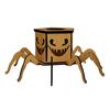 Halloween Lighted Pumpkin Lantern LED Wooden Spider Pumpkin Lamp with Spooky Face for Halloween Party Home Yard Decor