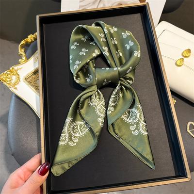 Luxury Paisley Print Square Satin Scarf for Women Soft Breathable Sun-Protective Stylish Neckwear Neck Scarves Hairbands Bandana