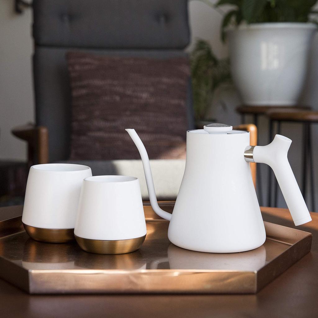 Fellow Stagg Stainless 1L with Ideal for Camping and Outdoor Activities Pour-Over Kettle, Steel, Capacity, Thermometer, (White)