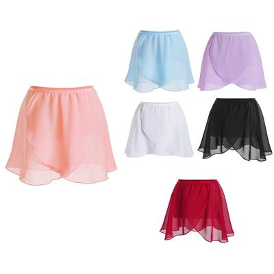 Chiffon-Rock für Kinder, elastischer Bund, unregelmäßiger Schlitz, Minirock für Bühnenaufführung, Gymnastikkostüm