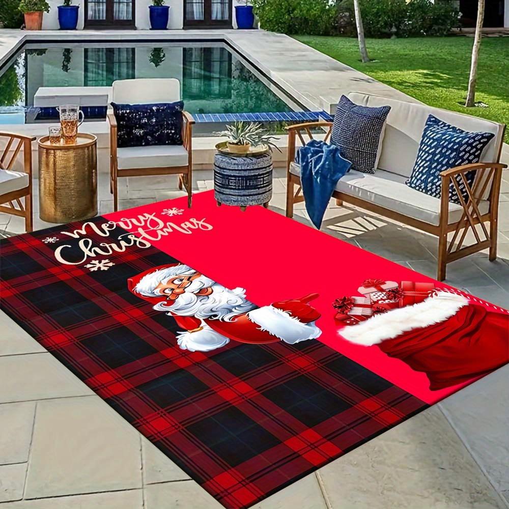 1 Stück Weihnachtsthema Teppich, Weihnachtsmann liefert heimlich Geschenke Druck, Nachttischteppich, Rutschfeste Waschküchenmatte, Maschinenwaschbar Wasserabsorbierend