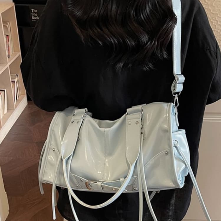 Bolsa tote feminina brilhante com cordão e franjas, bolsa de ombro