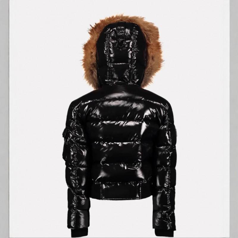 Womens Winter Puffer Jacket With Faux Fur Collar Hooded Short Down Alternative Coat Loose Fit Street Style