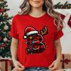 Christmas Alphabet Printed T-Shirt for Women Unisex Fashion Trendy Funny Casual Tops Santa Hat, Reindeer Graphic Tshirt T Shirt