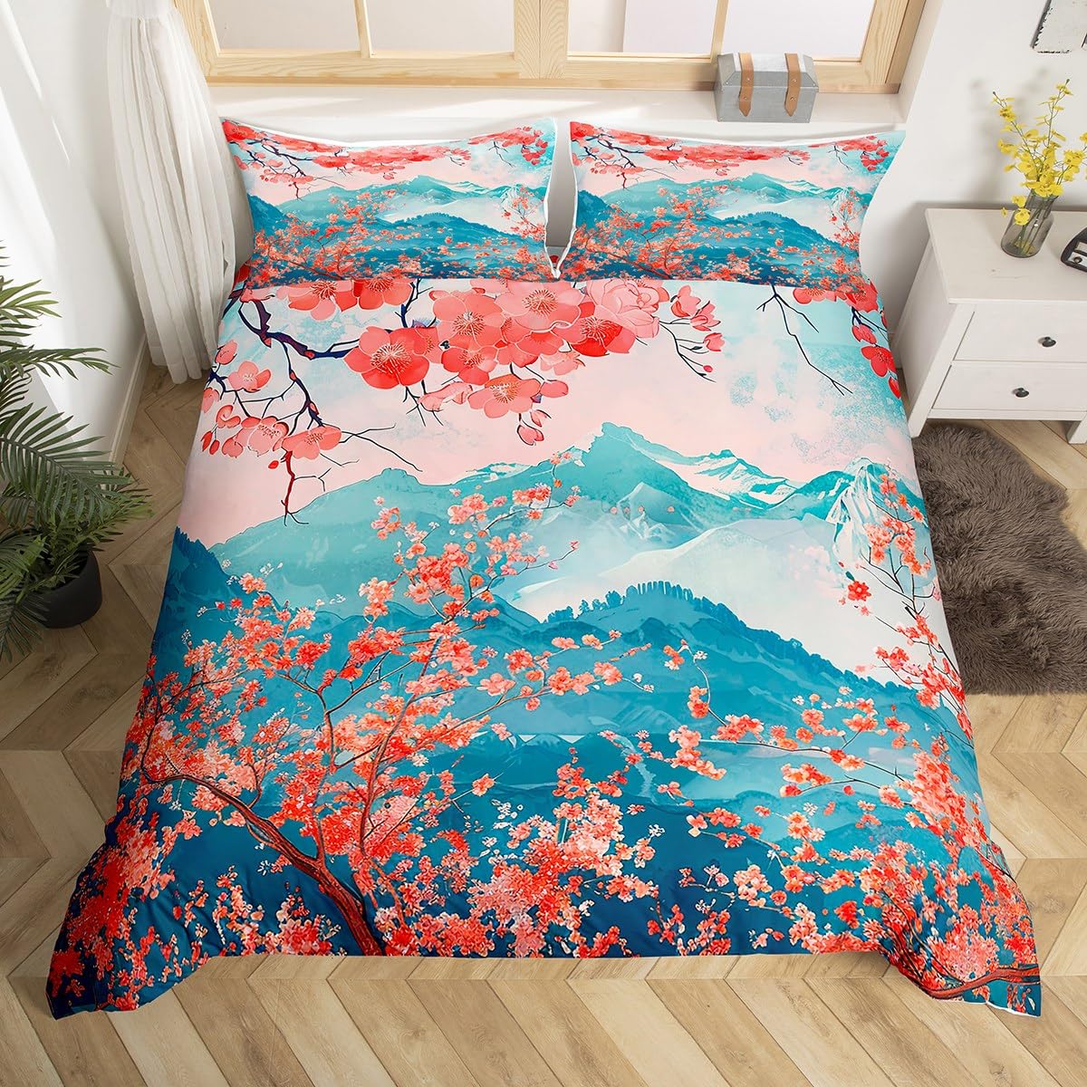 Китайская живопись тушью пейзаж пододеяльник полный комплект постельного белья — фото 16