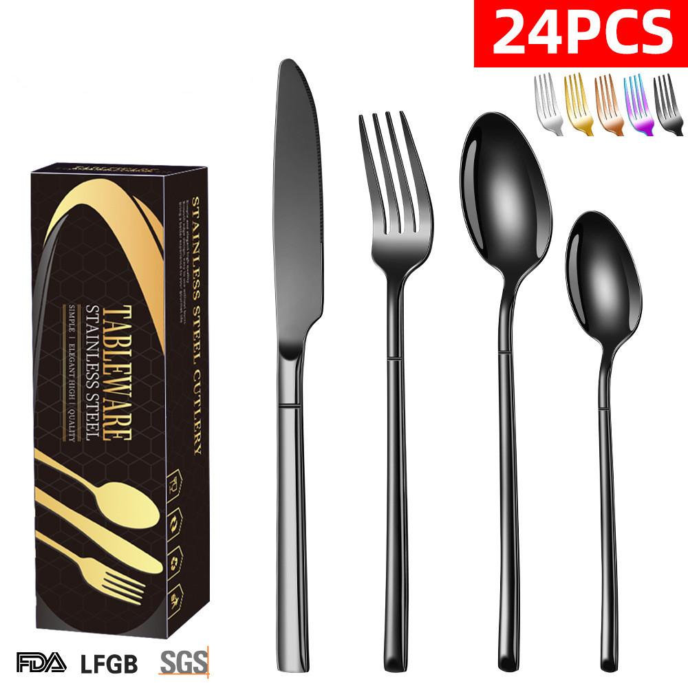 Stainless Steel Tableware Gift Box Set, Western Knight, Knife, Fork, Spoon, Hotel, 24 Pcs