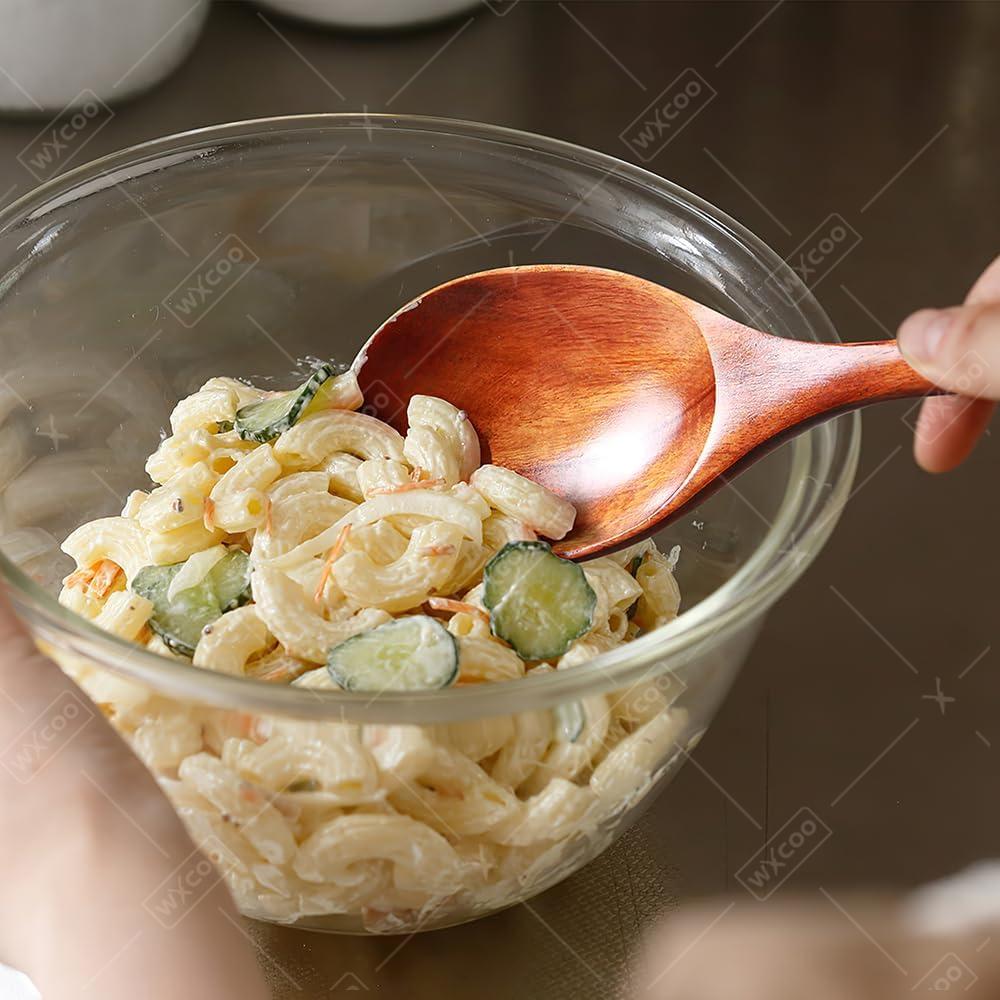 2Pcs Wooden Salad Spoons Acacia Salad Tongs Durable Wood Salad Mixing Dinner Fork And Spoon Long Handle Salad Server Spoons Set