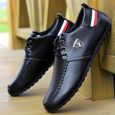 Hot Men Casual Shoes Brand Breathable British Mens Sneakers Loafers Lace Up Soft Flats Driving Shoes White Black Shoes Men Tenis