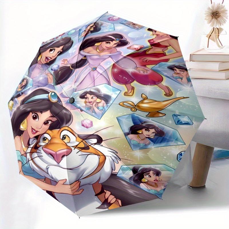 Aladdin Princess Jasmine Automatic Opening and Closing Umbrella, Lightweight 3-Fold, With Cute Cartoon Characters, Suitable for Home, Outdoo
