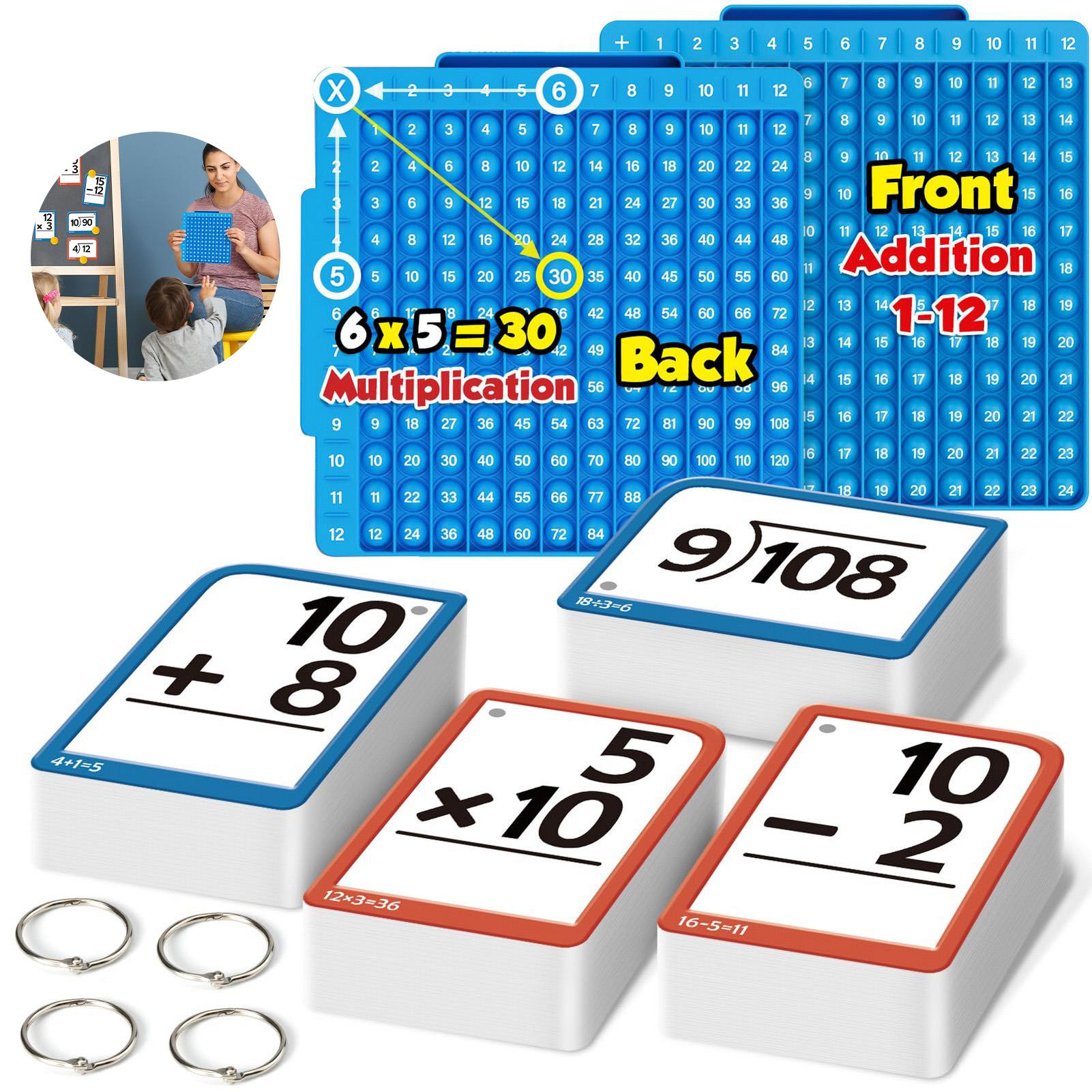 Double-Sided Math Flash Cards Addition Subtraction Multiplication Division Learning Tool with Metal Rings for Kids