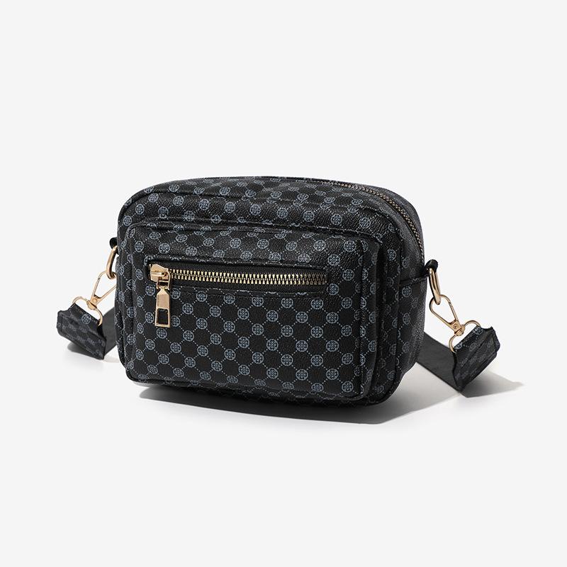 Fashion Trend Two-piece Set, Trendy Old Flower Polka Dot Printing Oblique Span Bag, Change Bag In Hand