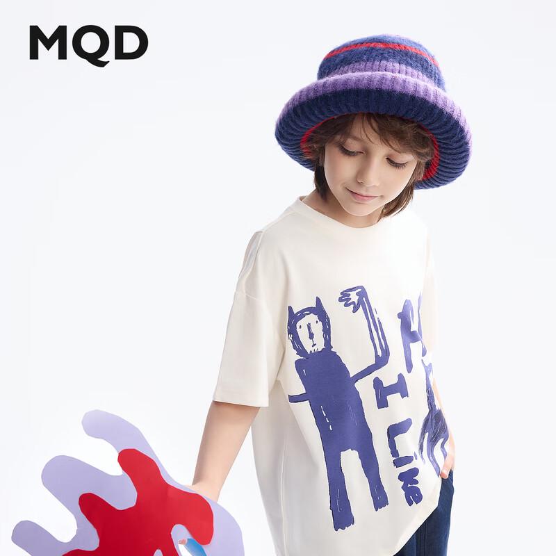 MQD Boys  Summer Letter Print Round Neck T-Shirt 130cm