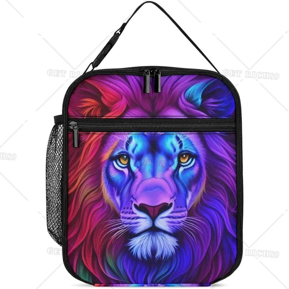 Fantasy Lion Sun and Moon Art Lunch Box for Women Men Kids Trip Picnic Office - Large Capacity Lunch Bag Thermal Pail Container
