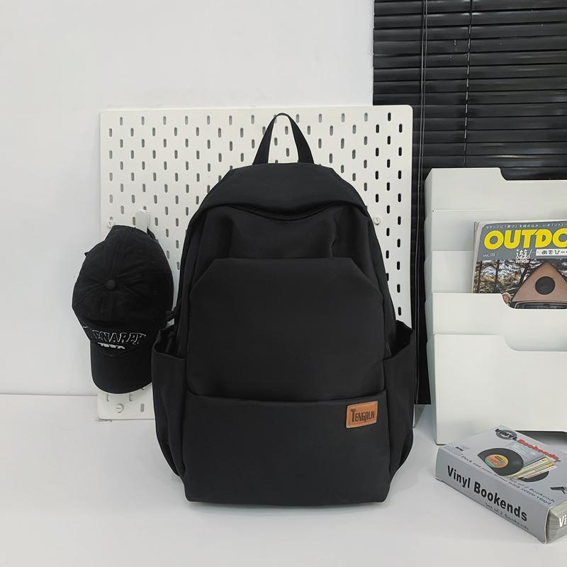 Women Solid Color Backpack Men's Backpack Lightweight Travel Computer Bag Student Schoolbag