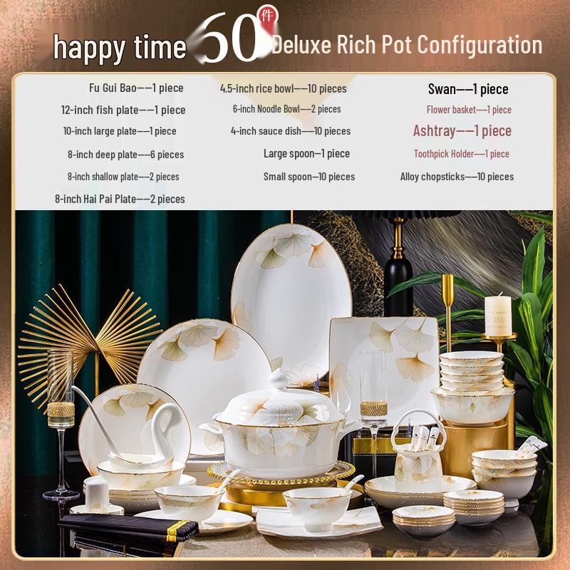 Jingdezhen Happy Time Bone China Dinnerware Set