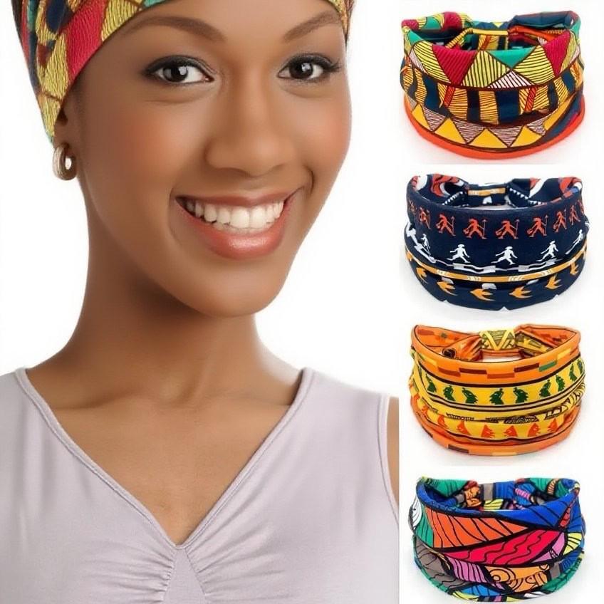 Women's Sports Elastic Print Headband - European & American Style, Sweat-Absorbing Hairband with Bow Design