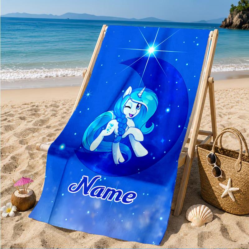 Custom Name Mythic Unicorn Dreams Beach Towel Microfiber Beach Towel, Lightweight and Quick-Dry, for Summer Travel, Swimming Pool Gift