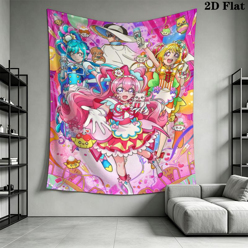 Pretty Cure Wall Tapestry Aesthetic Wall Hanging Printed Fabric Blanket Decorative Tapestries for Bedroom Living Room Home Decor