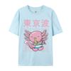Kawaii Axolotl Eating Ramen Noodles Teens Custom Print T Shirt for Men Family Autumn All Cotton Top T-shirts Hip hop T Shirt