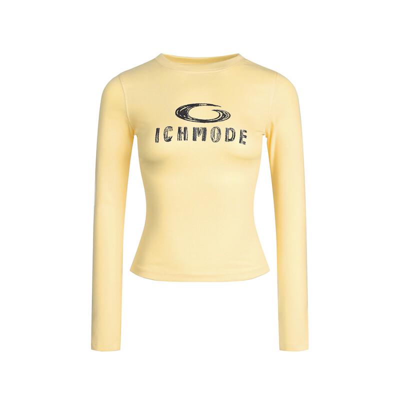 ICH MODE Dámské úzké tričko s kulatým výstřihem a dlouhým rukávem