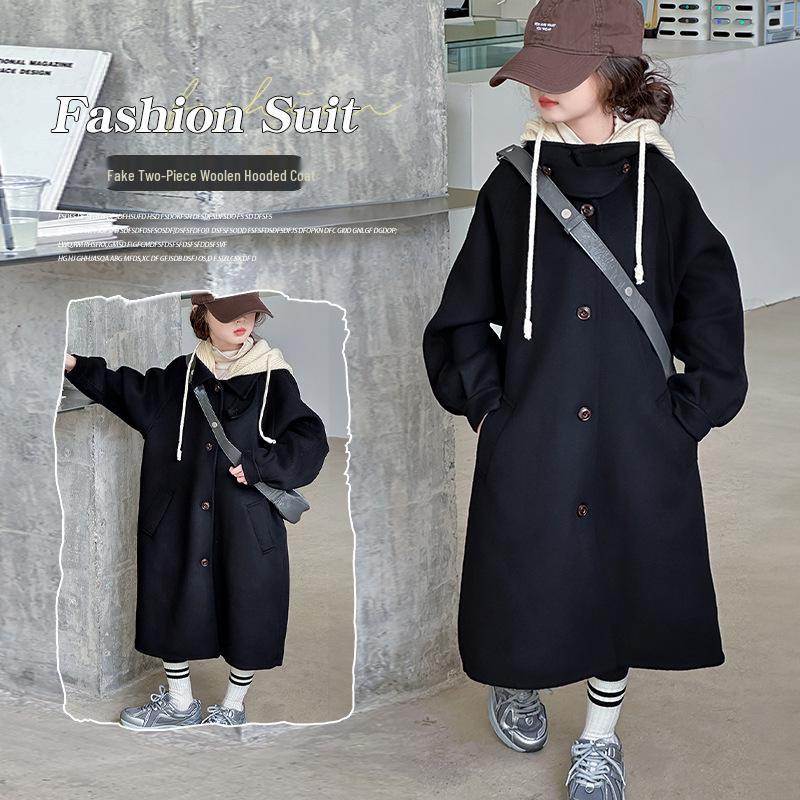 Mädchen 2025 Modischer Wollmantel - Verdickter Langer Stil für Herbst & Winter